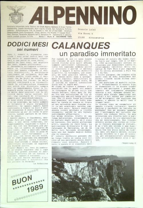 Lafeltrinelli Alpennino. Anno I Num. 6/Dicembre 1988