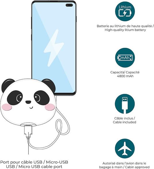 Lafeltrinelli Caricabatteria portatile 4800 Mah - Power Bank - Panda Offerta speciale della fabbrica
