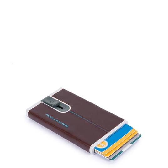 Lafeltrinelli Piquadro Portacarte Di Credito Scorrevole Blue Square Mogano